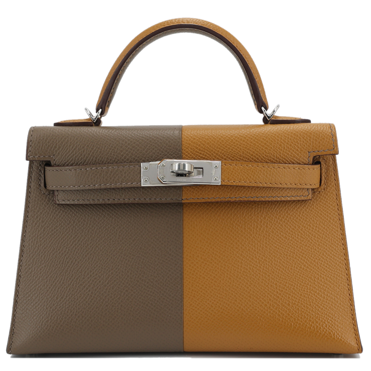 Hermes Limited Edition Kelly 25 Casaque Sesame Etoupe Blue Indigo Epsom Bag