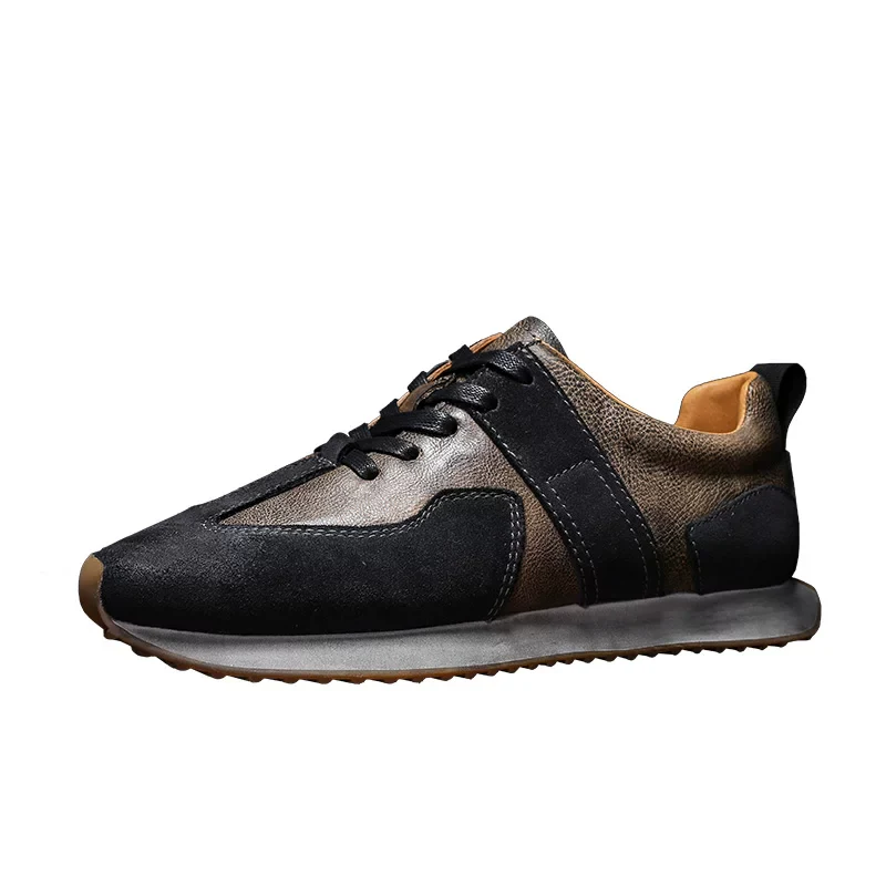 New leather retro thick-soled Agande training shoes