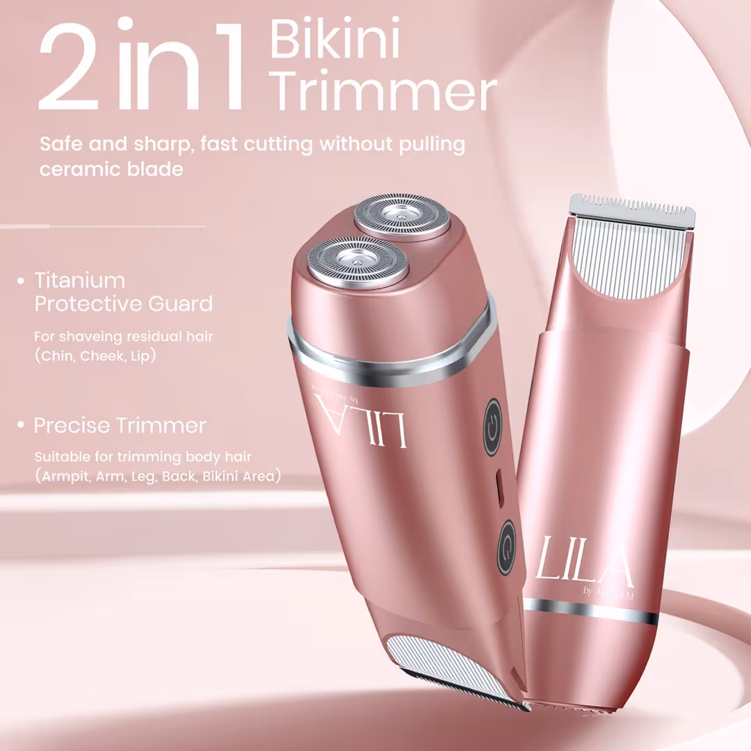 LILA by Akunbem  2-in-1 USB Rechargeable Women's Bikini Trimmer and Facial Shaver
