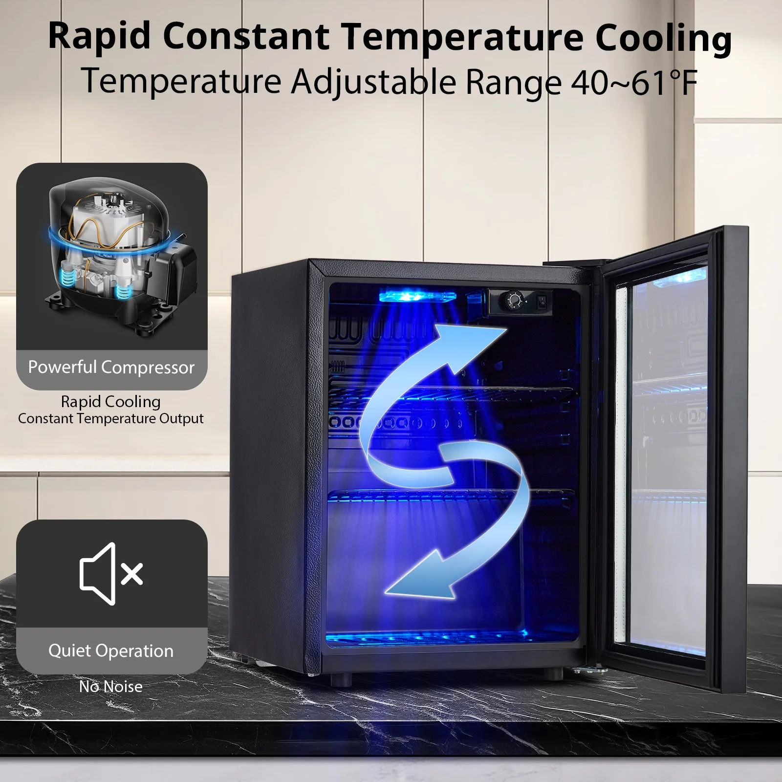 Wine Cooler,Beverage Refrigerator Cooler,Freestanding Wine Cooler Refrigerator with Triple Pane Clear Glass Door,Mini Fridge Countertop Drink Cooler for Home Office,Temperature Adjustment Range 40~61?