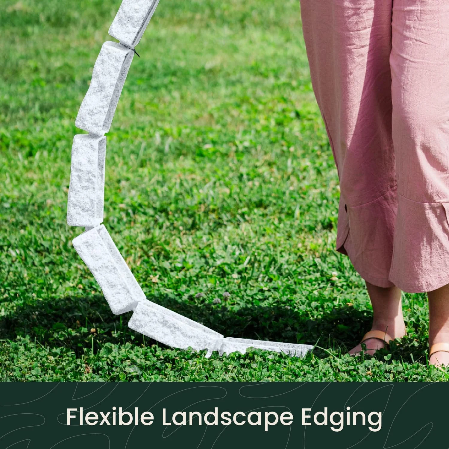 Beuta Landscape Edging | Garden Edging Border | No Dig Faux Stone Bricks for Lawn Edging, Flower beds, Pathways & YardC 4 Packs | Each Section Has 6 Bricks 48" L x 4" W x 2.25" H |12 Spikes |Limewash