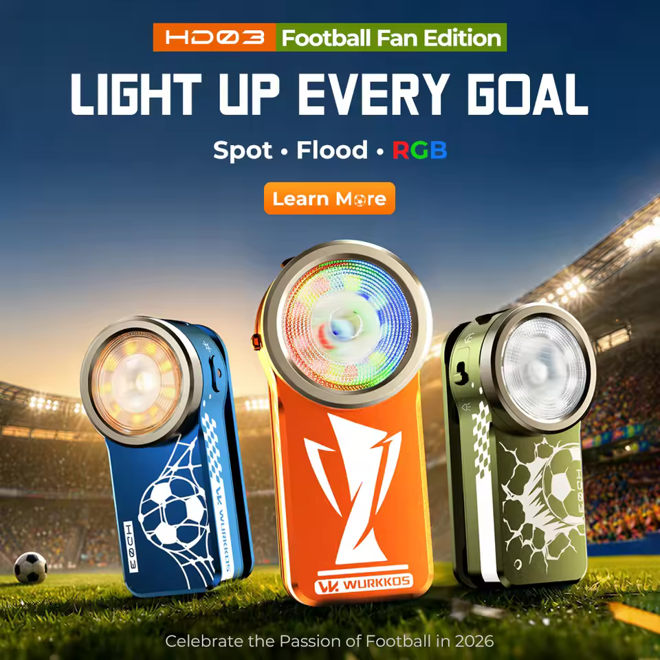 Wurkkos Limited EDC for FIFA World Cup 680-lumen USB-C Rechargeable Pocket Flashlight Spot Flood Portable EDC RGB Flashlight