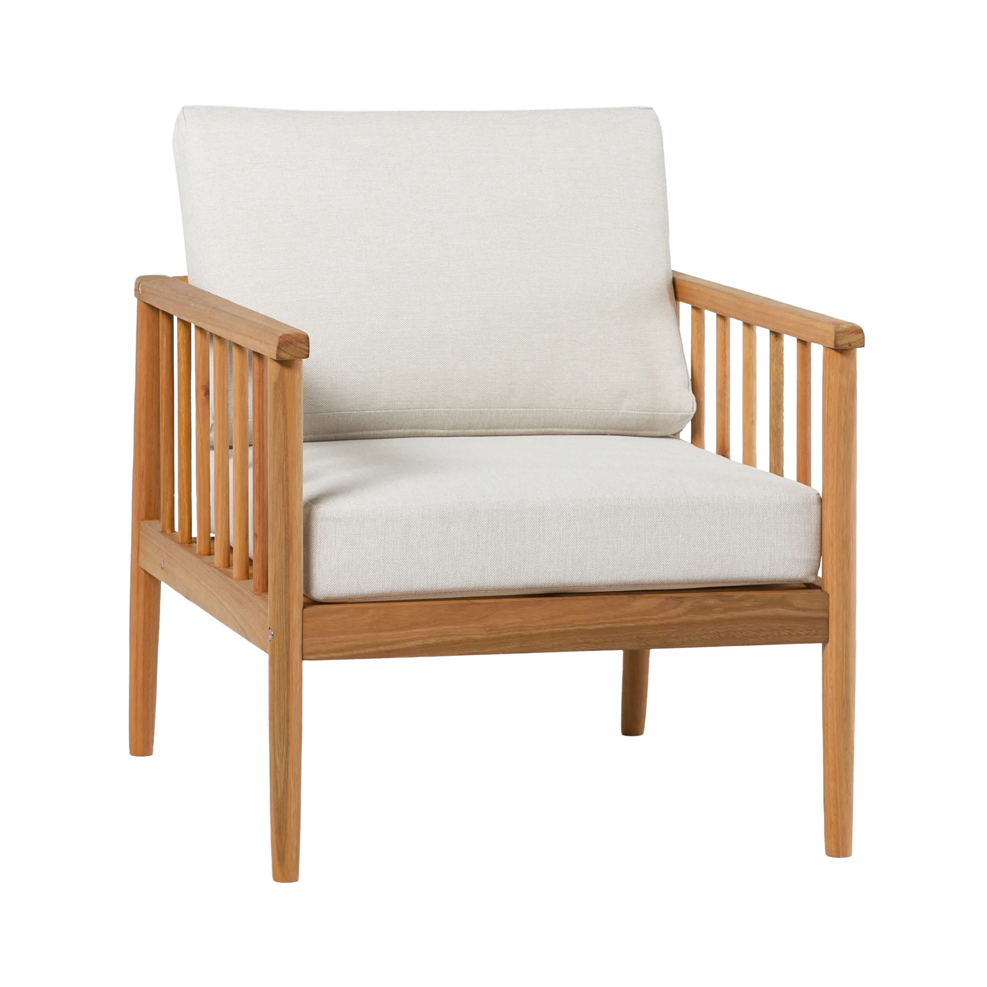 Walker Edison Modern Solid Eucalyptus Outdoor Lounge Chair, Natural