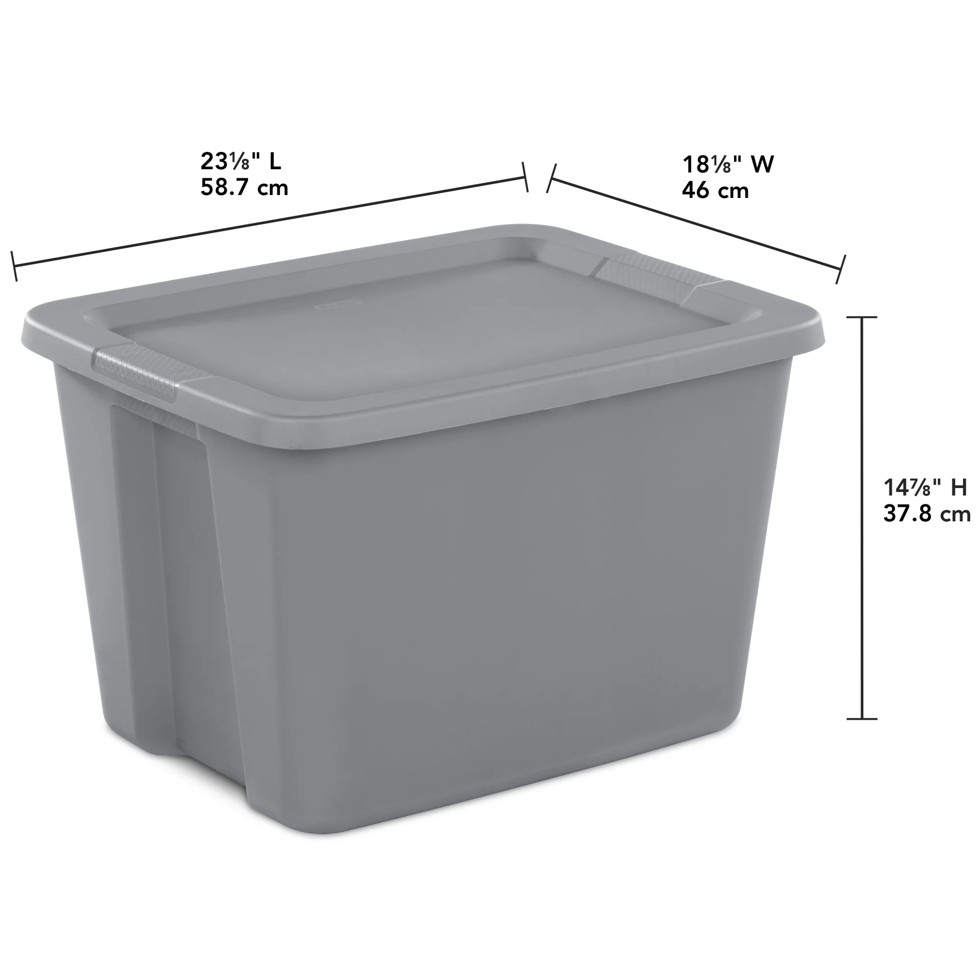 Sterilite 18 Gallon Tote, Plastic Storage Bin with Snap-on Lid, Gray, 8 Count