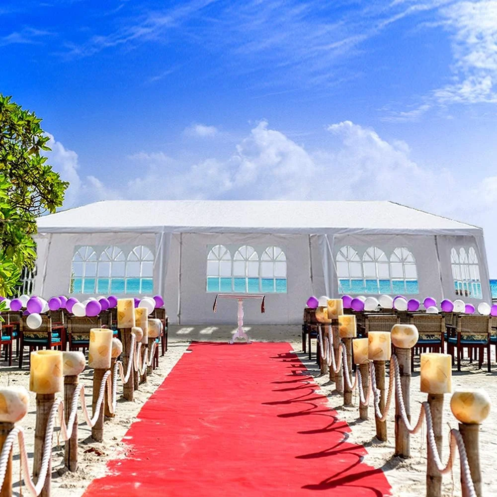 10'x30' Outdoor Patio Wedding Party Tent Heavy Duty Canopy Tent Gazebo, Waterproof UV Protection Tent with Spiral Tubes White(8 Removable Sidewalls 2 Doors)