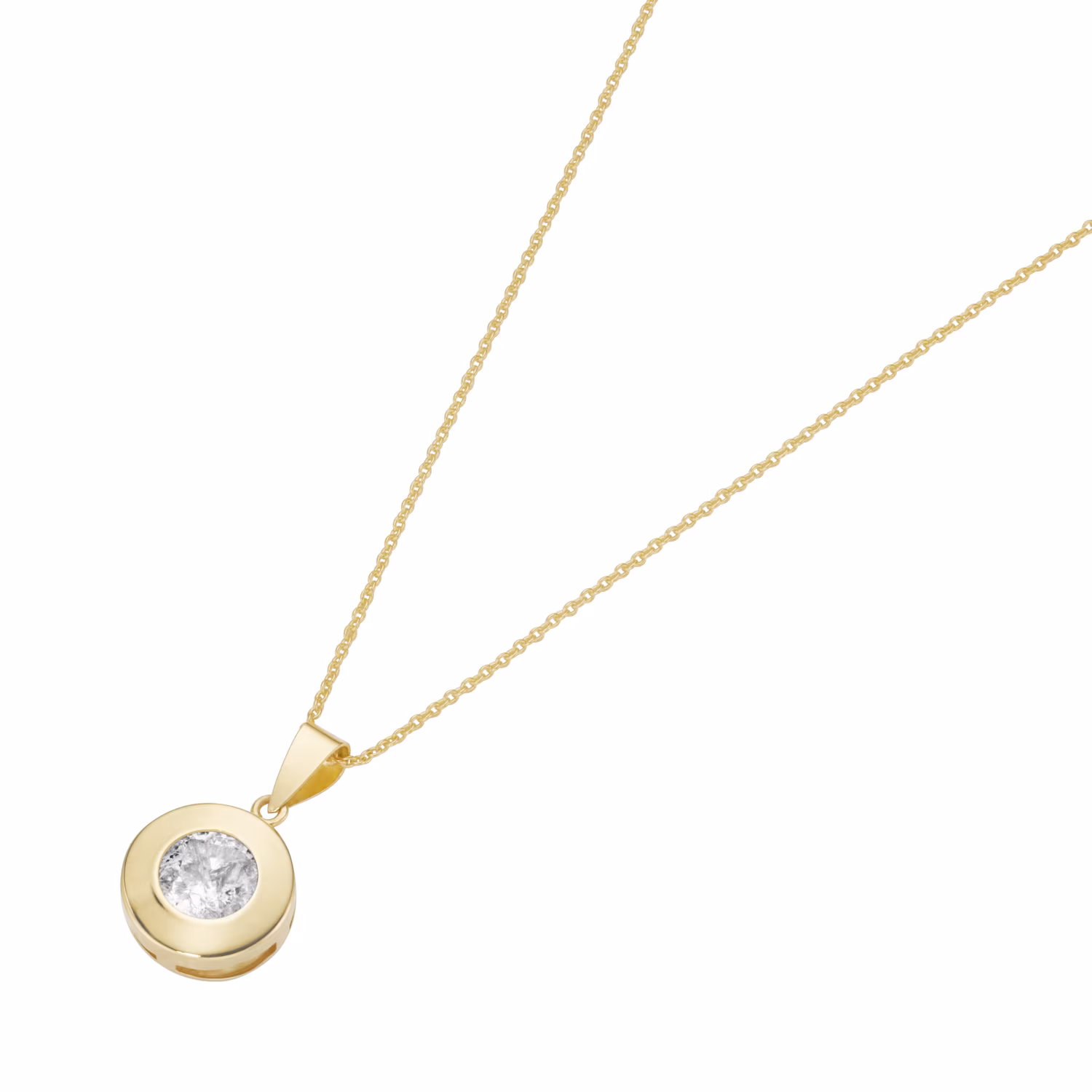 Kette mit rundem Anhänger mit Zirkonia, Gold 375