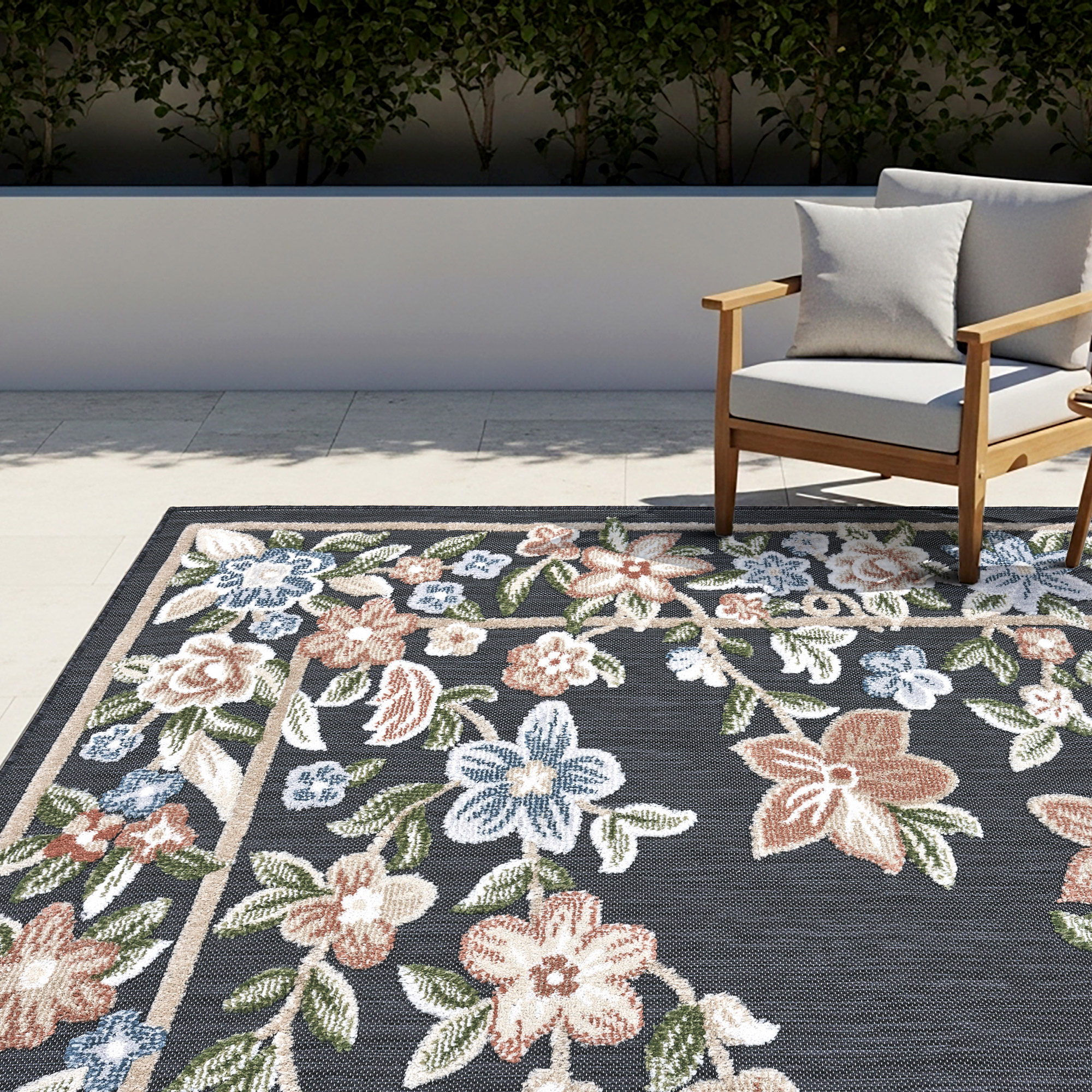 Laguna Indoor/Outdoor Area Rug, Beta Black, 7'10' x 10'