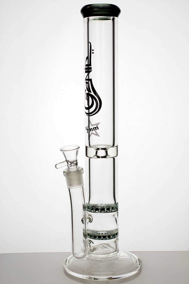 15 double flat diffuser heavy glass water bong