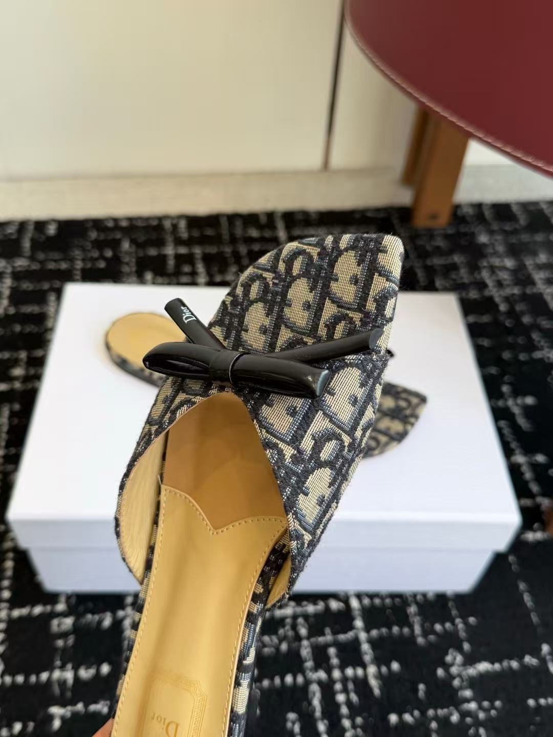 Dior 26ss MISS DIOR Spring/Summer New Square Bow Slippers