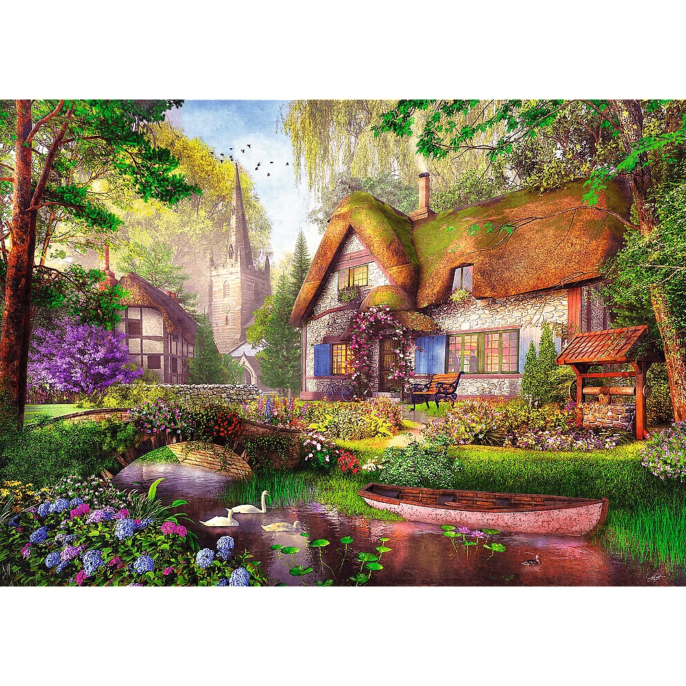 Puzzle Premium Plus Quality 1000 El. Tea Time: Urocza Chatka W Lesie