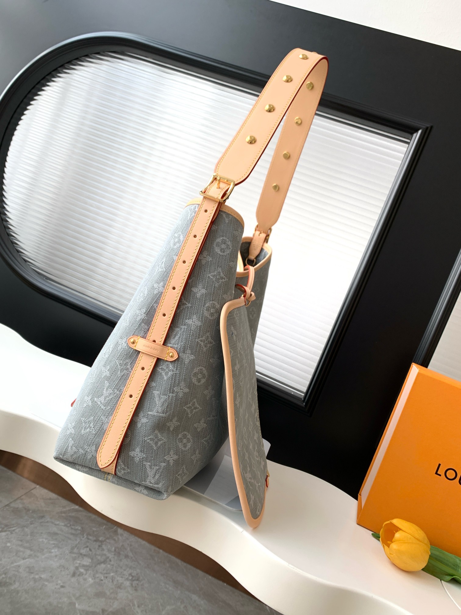 LV Carryall MM Washed Grey Denim Tote bag
