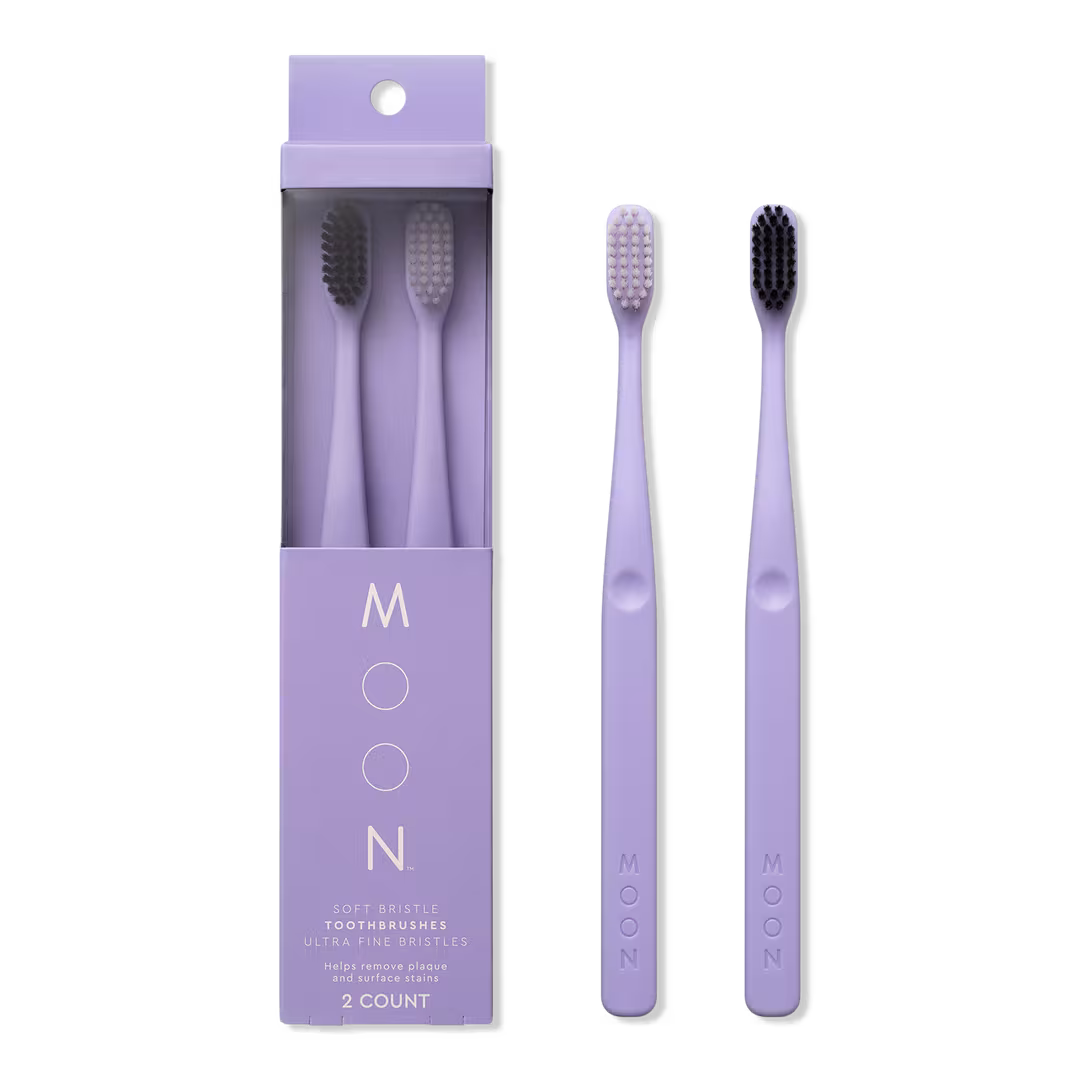 Moon  Soft Bristle Purple Manual Toothbrush 2 Pack