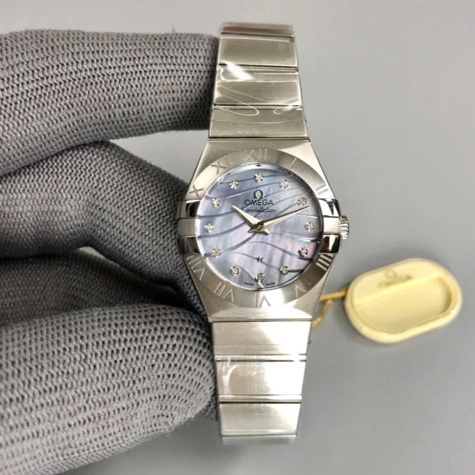 Omega Watch Constellation 27mm Silver Mop Mother Pearl Dial