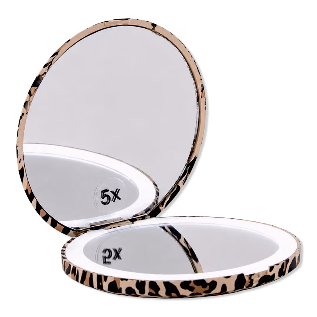 The Vintage Cosmetic Company  Leopard Print LED Compact Mirror