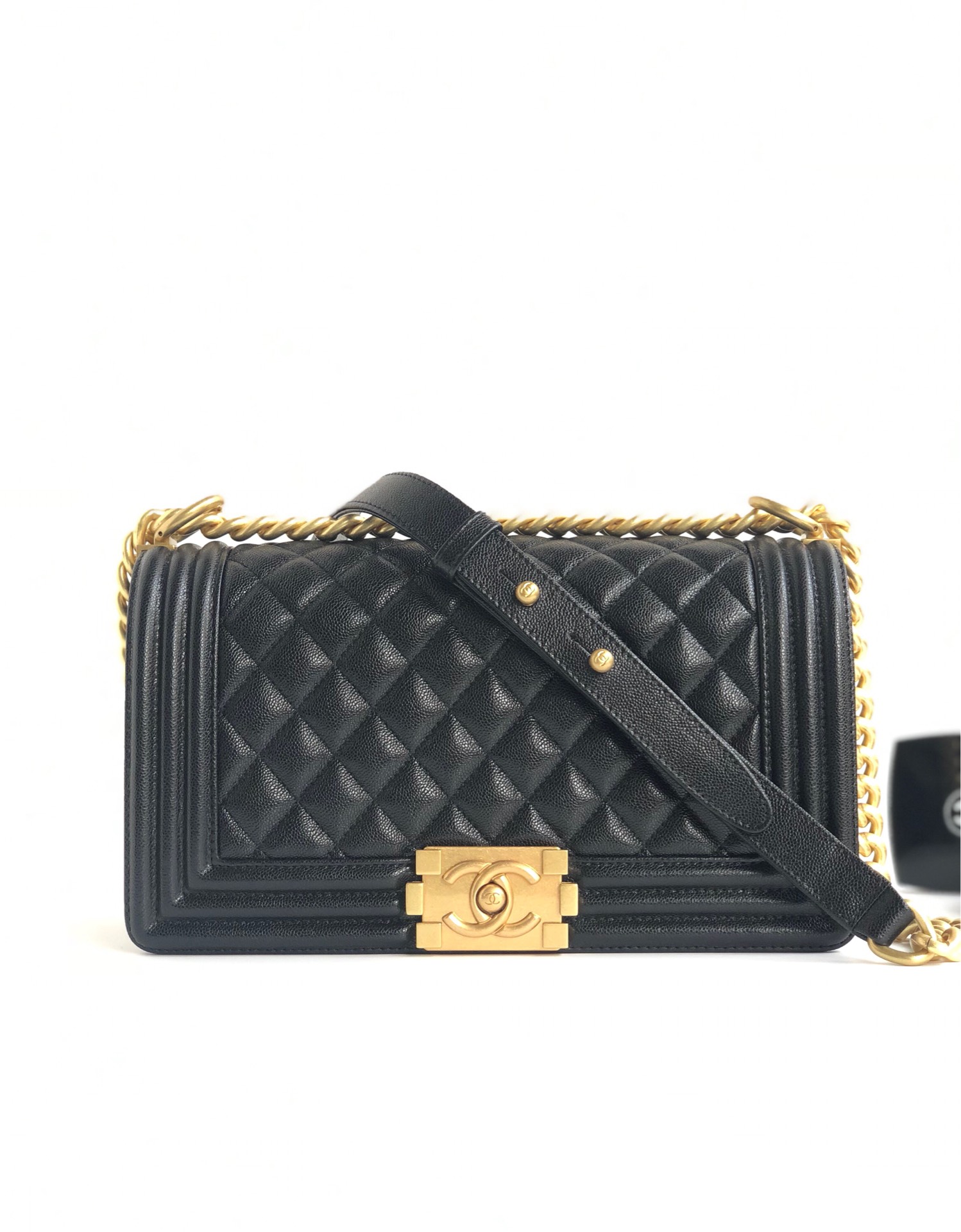 Chanel Boy Flap Quilted Calfskin Gold-tone New Medium Black