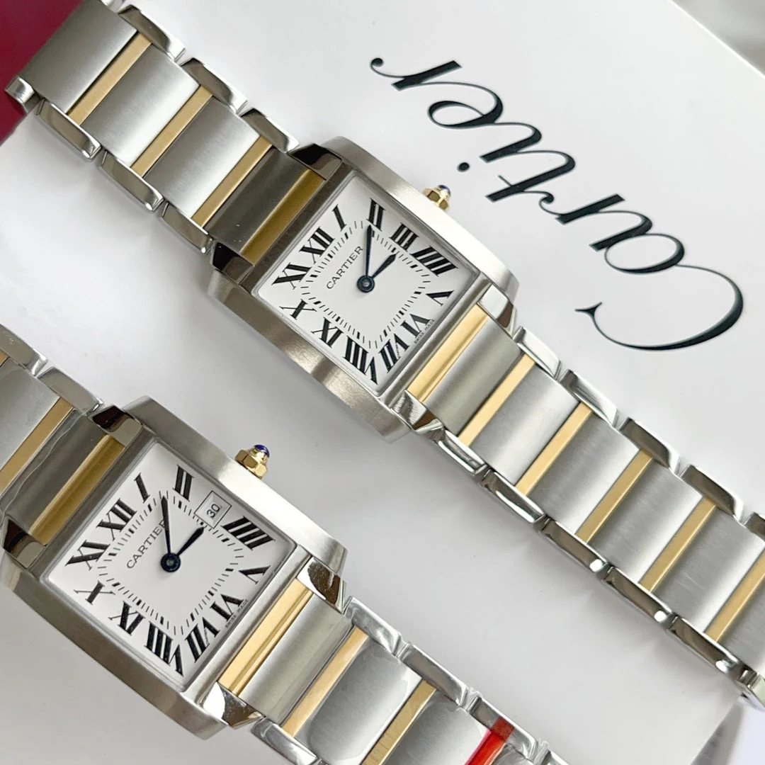 Cartier Watch TANK FRANCAISE 25 GOLD STEEL WHITE DIAL