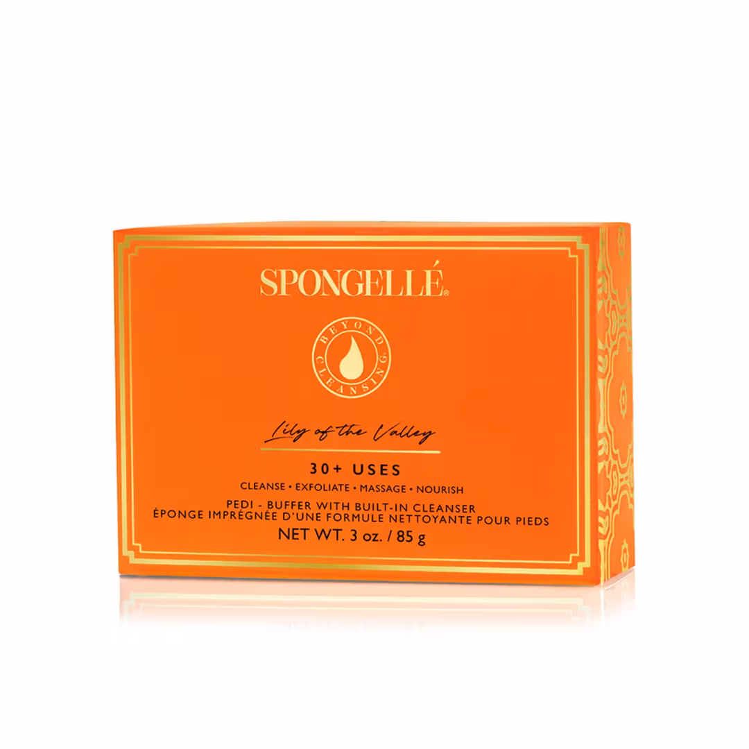 SPONGELLE  Lily of the Valley Pedi Buffer | Exfoliating Foot Scrub & Cleanser
