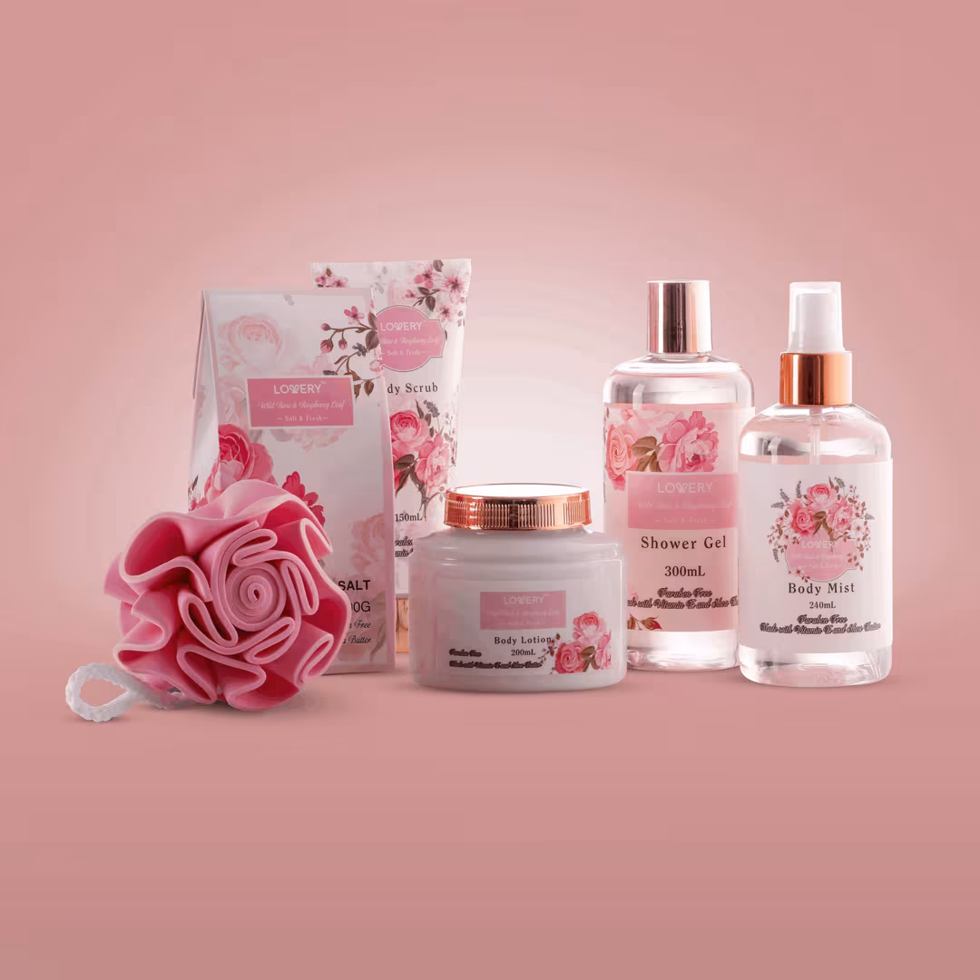 Lovery  Wild Rose & Raspberry Leaf Home Spa Gift Basket