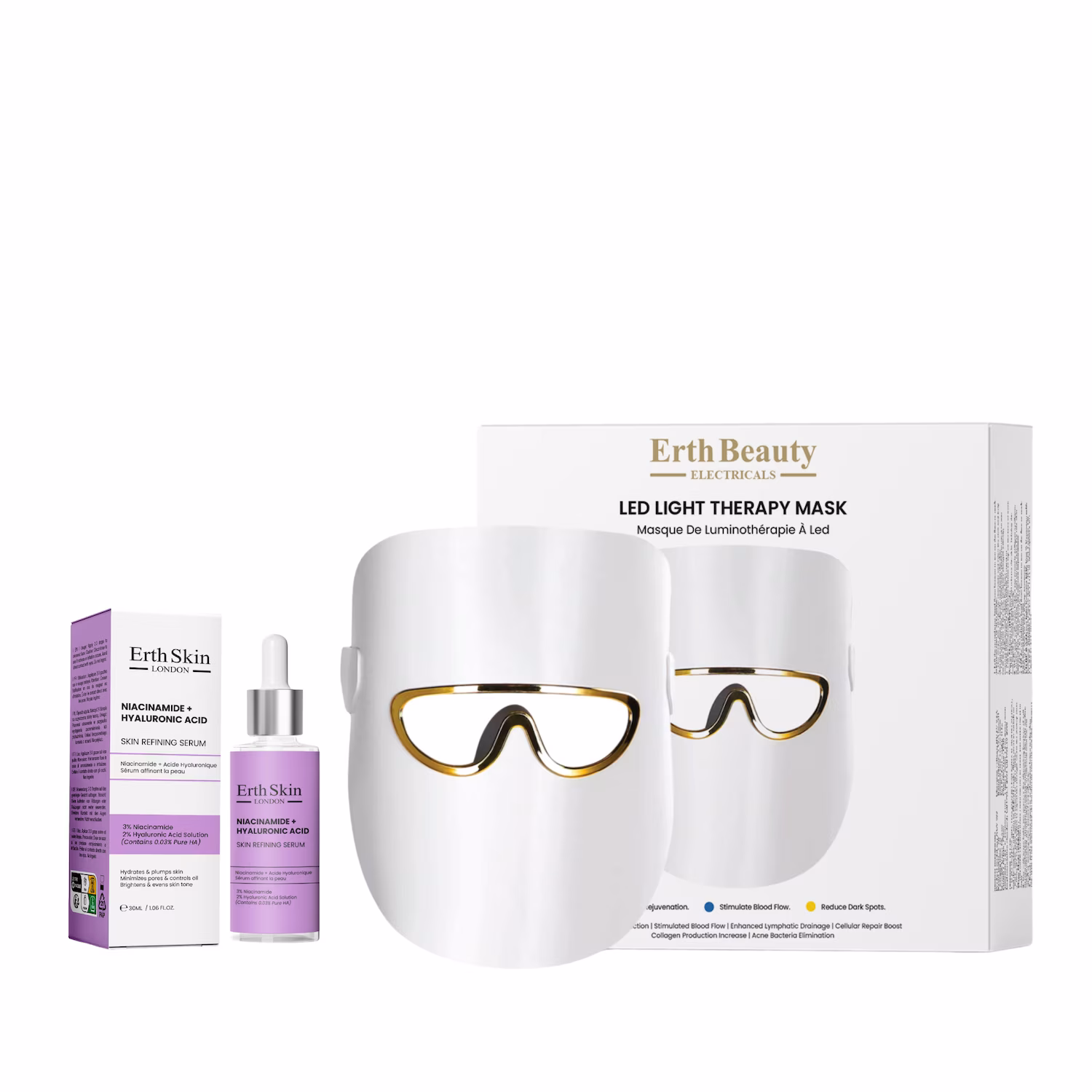 LED Maske Weiß Duo Niacinamid Hyaluron