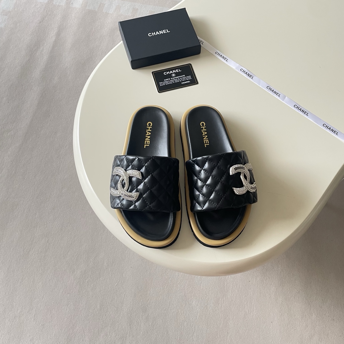 Chanel Women CC Platform Slide Sandals