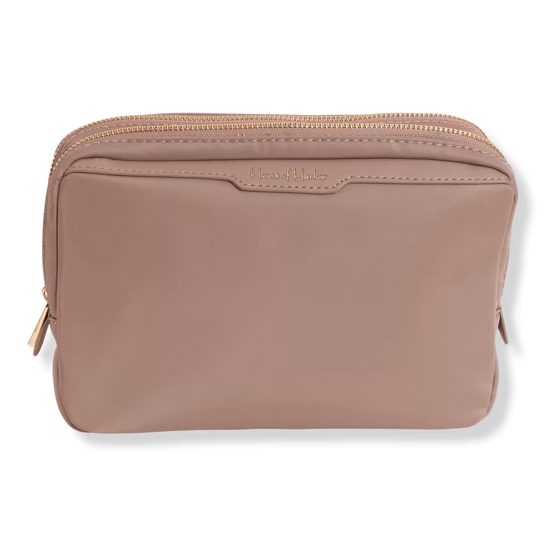 House of Harlow 1960  The Twill Nylon Double Compartment Cosmetic Bag