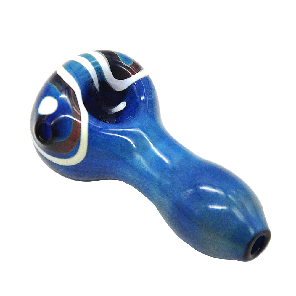 Blue Stripe Pattern Glass Weed Pipe