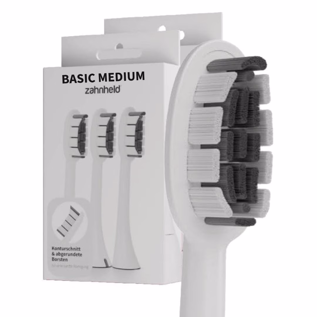 Bürstenkopf Basic Medium schwarz (6 Stück) - mittelharte Wechselköpfe