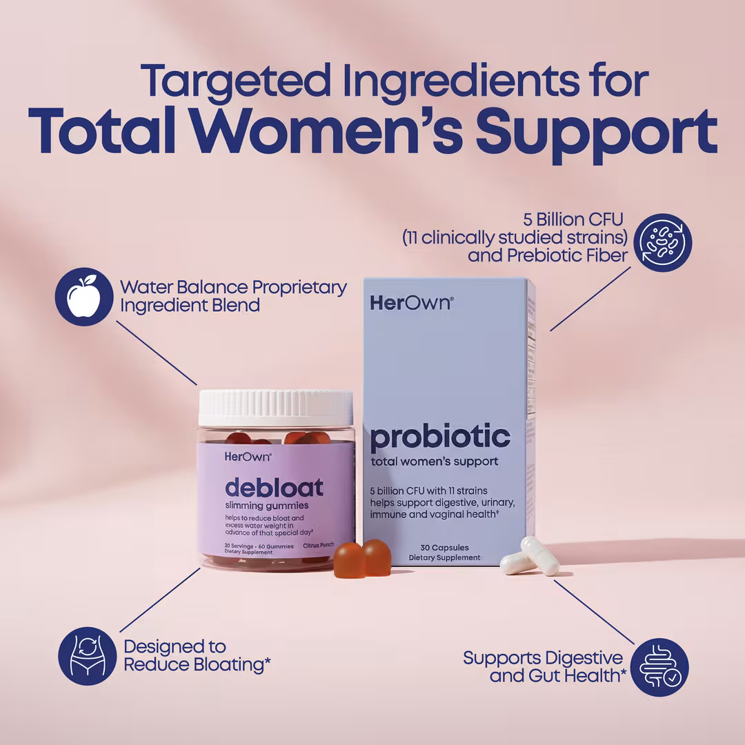 Her Own  Debloat Gummies + Probiotics Capsules: Digestive & Bloat Support Bundle
