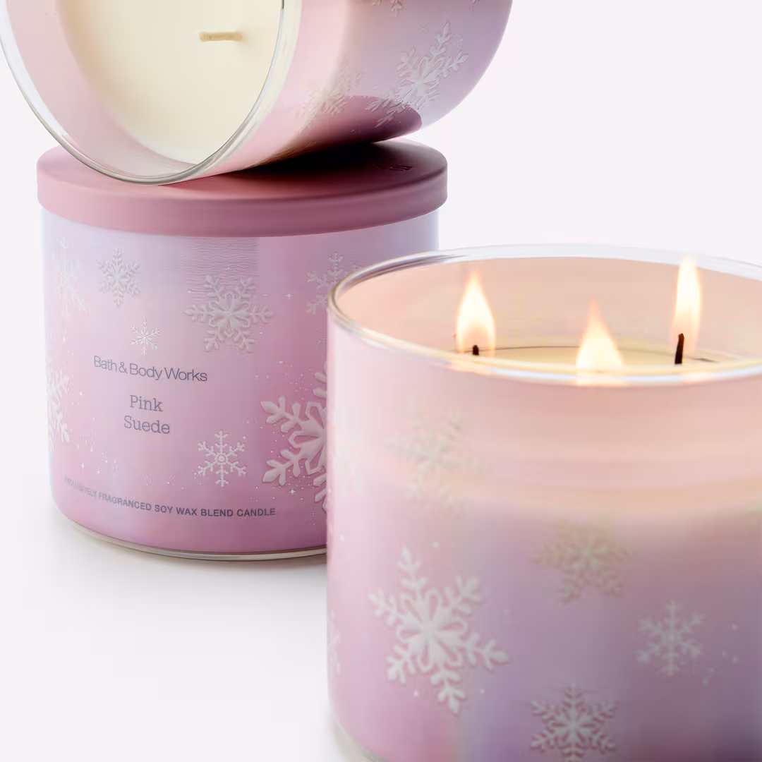 Bath & Body Works  Pink Suede 3-Wick Scented Candle