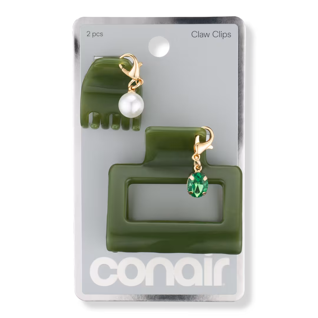 Conair Accessories  Olive Claw Clip Set with Pearl & Stone Charms