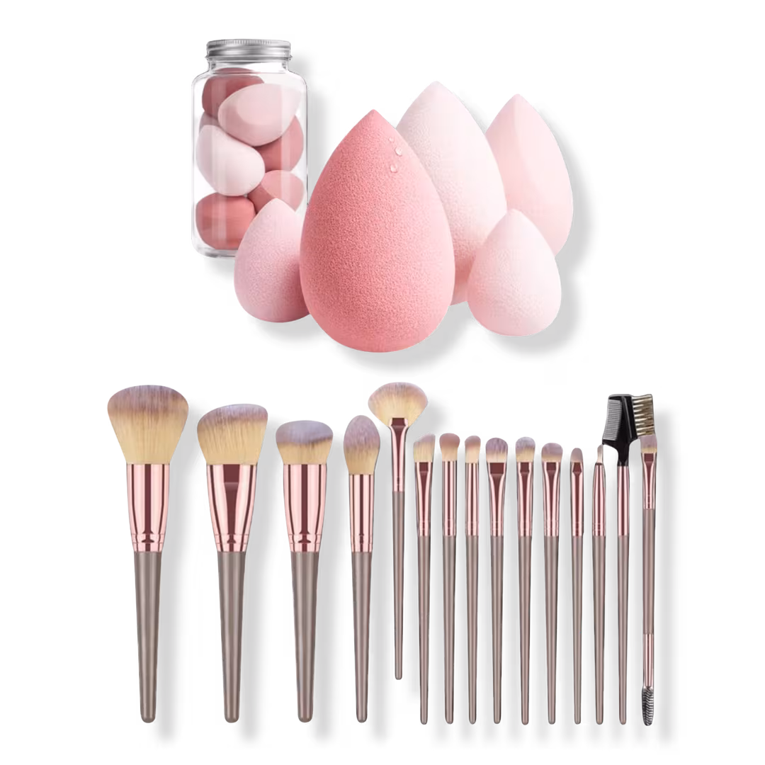 CosmoGlo  Makeup Brush & Beauty Sponge Set