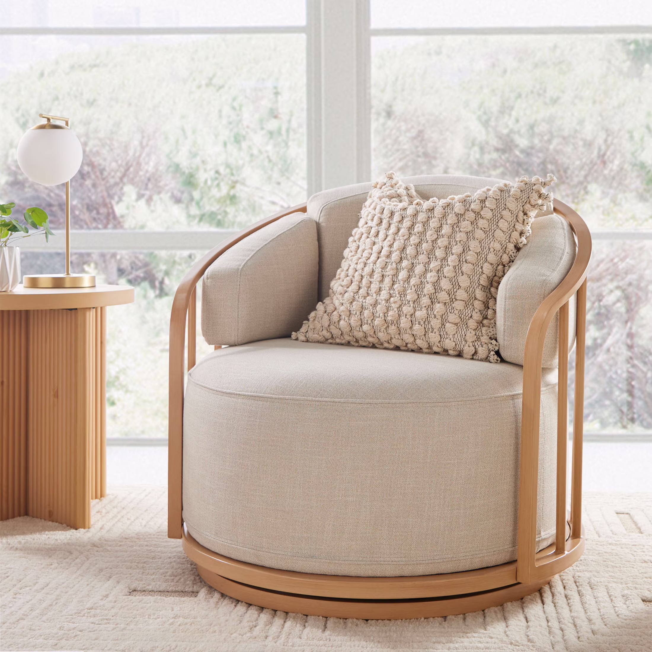 Better Homes & Gardens Lillian Swivel Birdcage Accent Chair, Cream Boucle