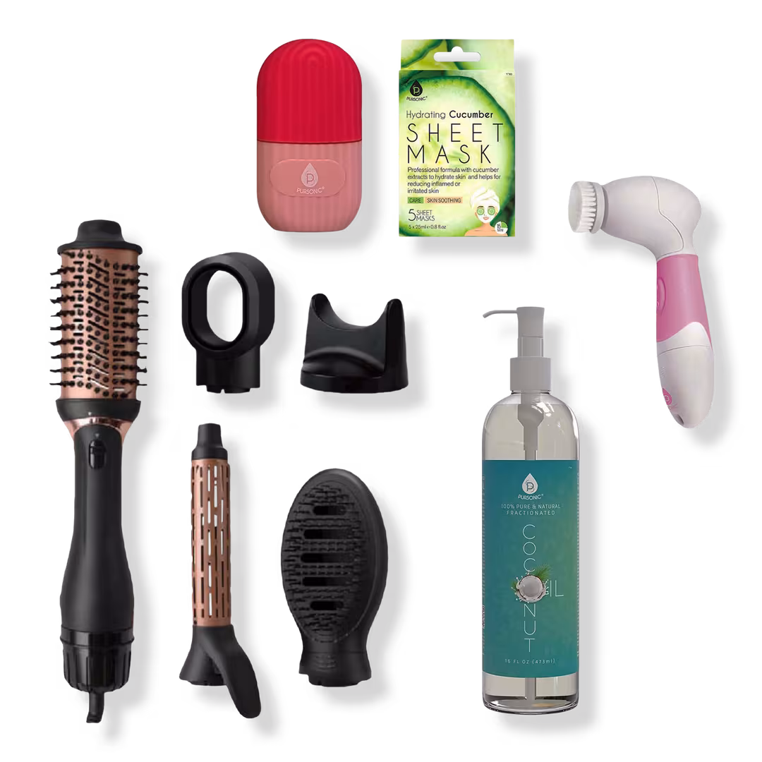 PURSONIC  Ice Cube Facial Roller, Cleansing Brush, & Hot Air Blower Brush