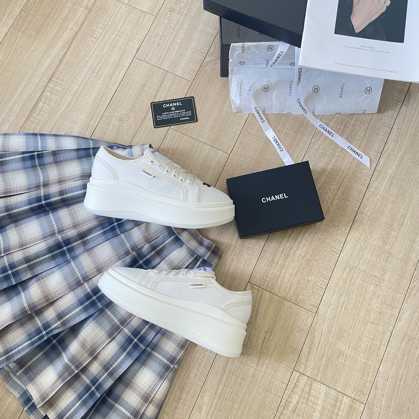 Chanel CC Logo Canvas Platform Sneakers
