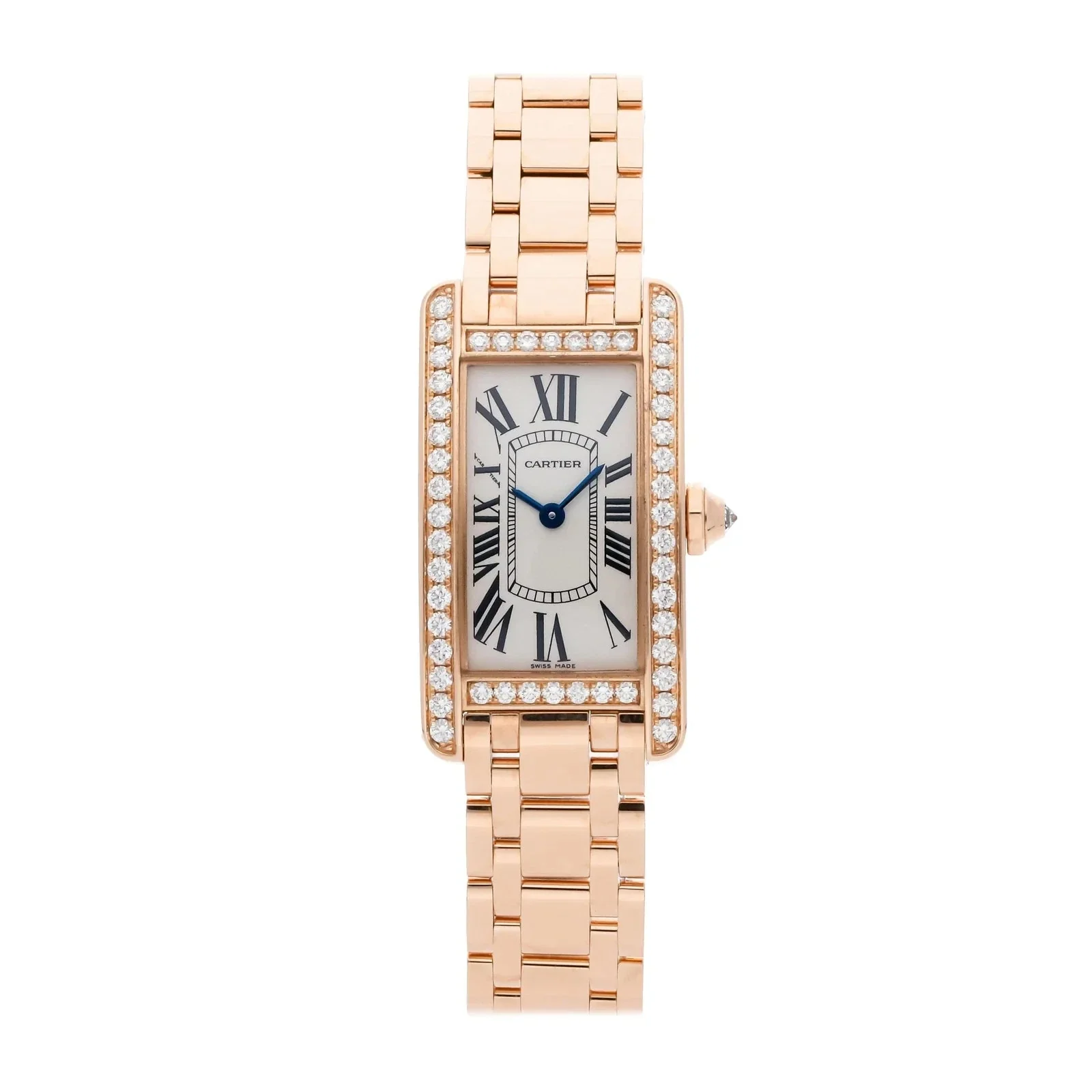 Cartier Watch Tank Americaine Rose Gold Diamond Quartz Watch