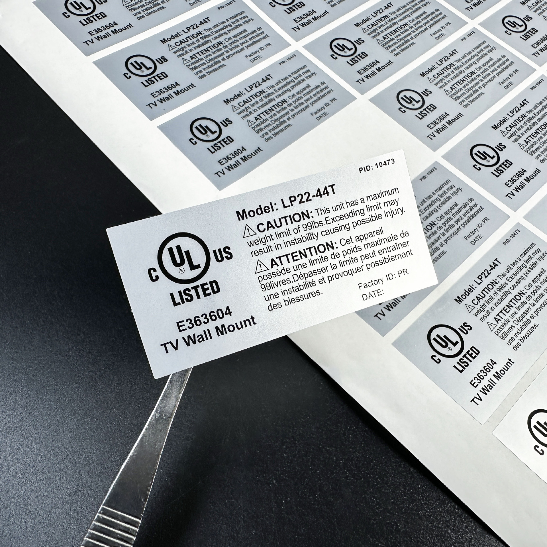 Source factory UL certified labels, waterproof, wear-resistant, temperature-resistant from -40 to 280 degrees, self-adhesive labels for electrical appliances