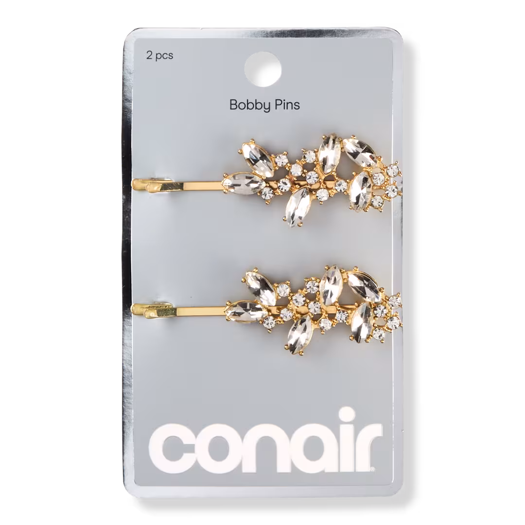 Conair Accessories  Rhinestone Bobby Pins with Glam Gold Tone