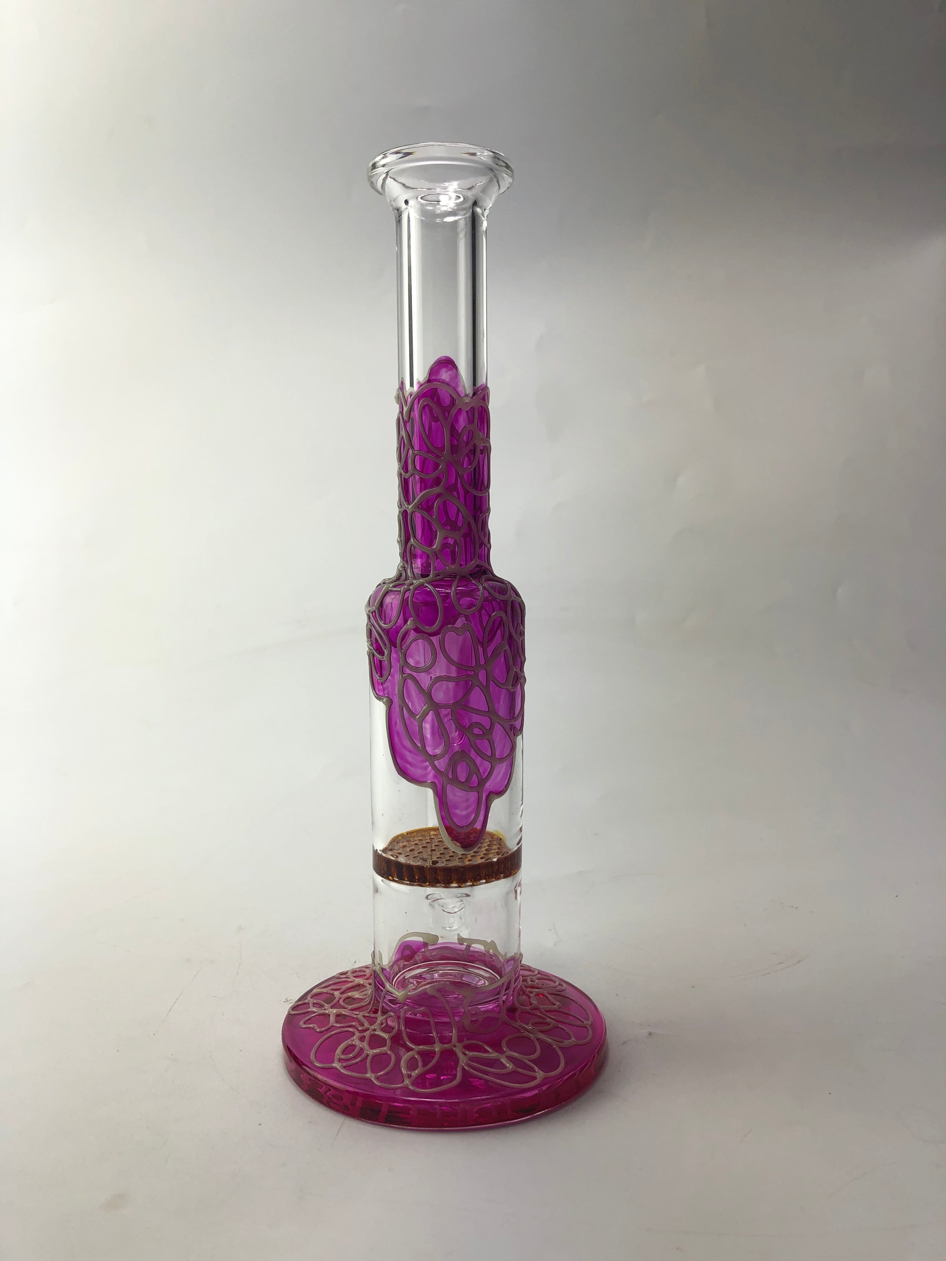 9 Straight Neck Glass Honeycomb Perc Bong