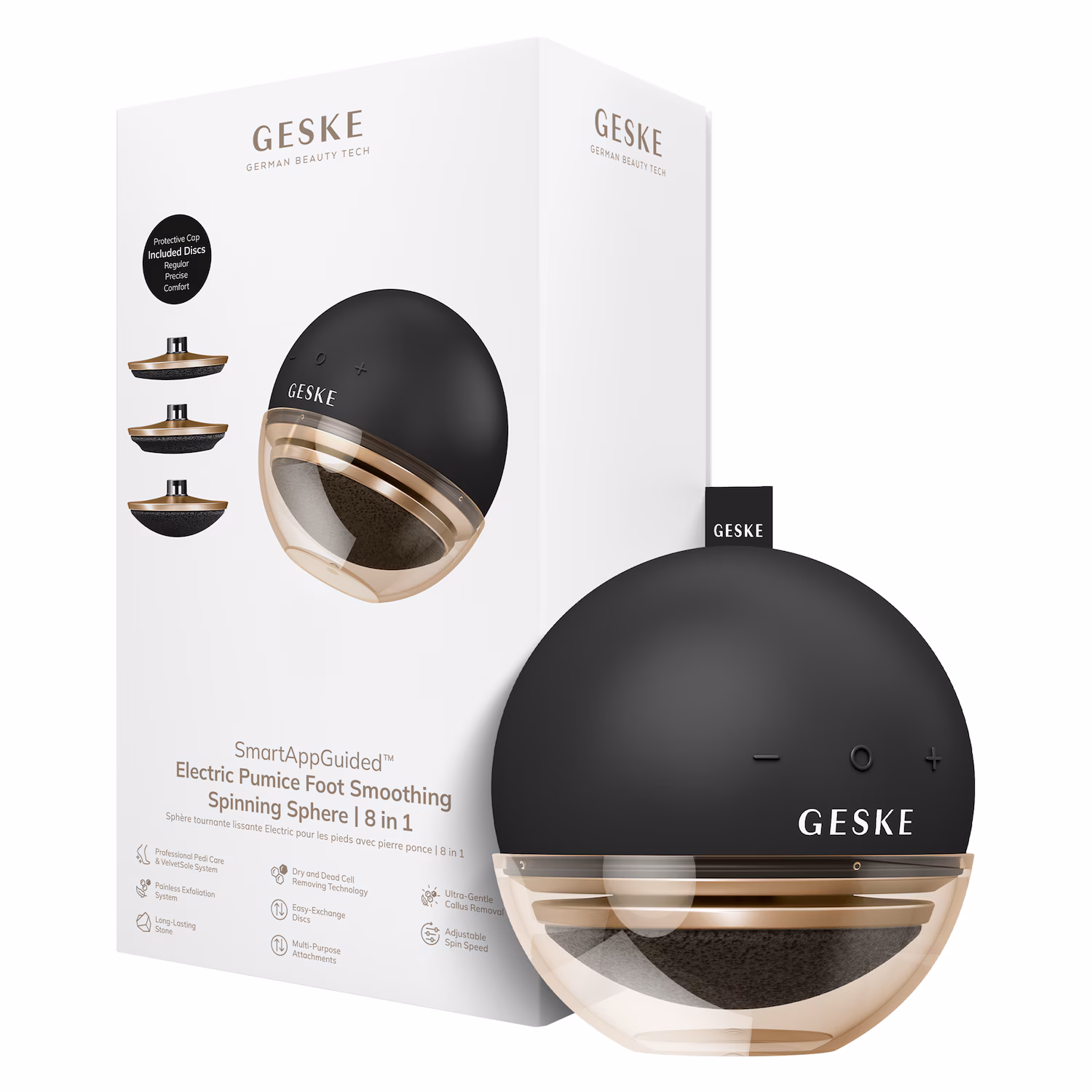 GESKE Electric Pumice Foot Smoothing Spinning Sphere | 8 in 1