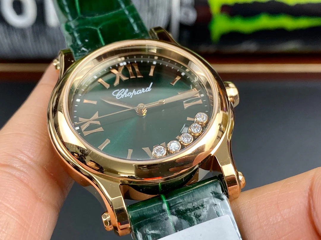 Chopard Watch Happy Diamonds 36mm Gold Dark Green Dial
