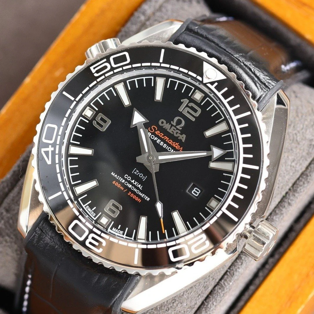 Omega Watch SEAMASTER PROFESSIONAL PLANET OCEAN 600M BLACK CERAMIC LEATHER