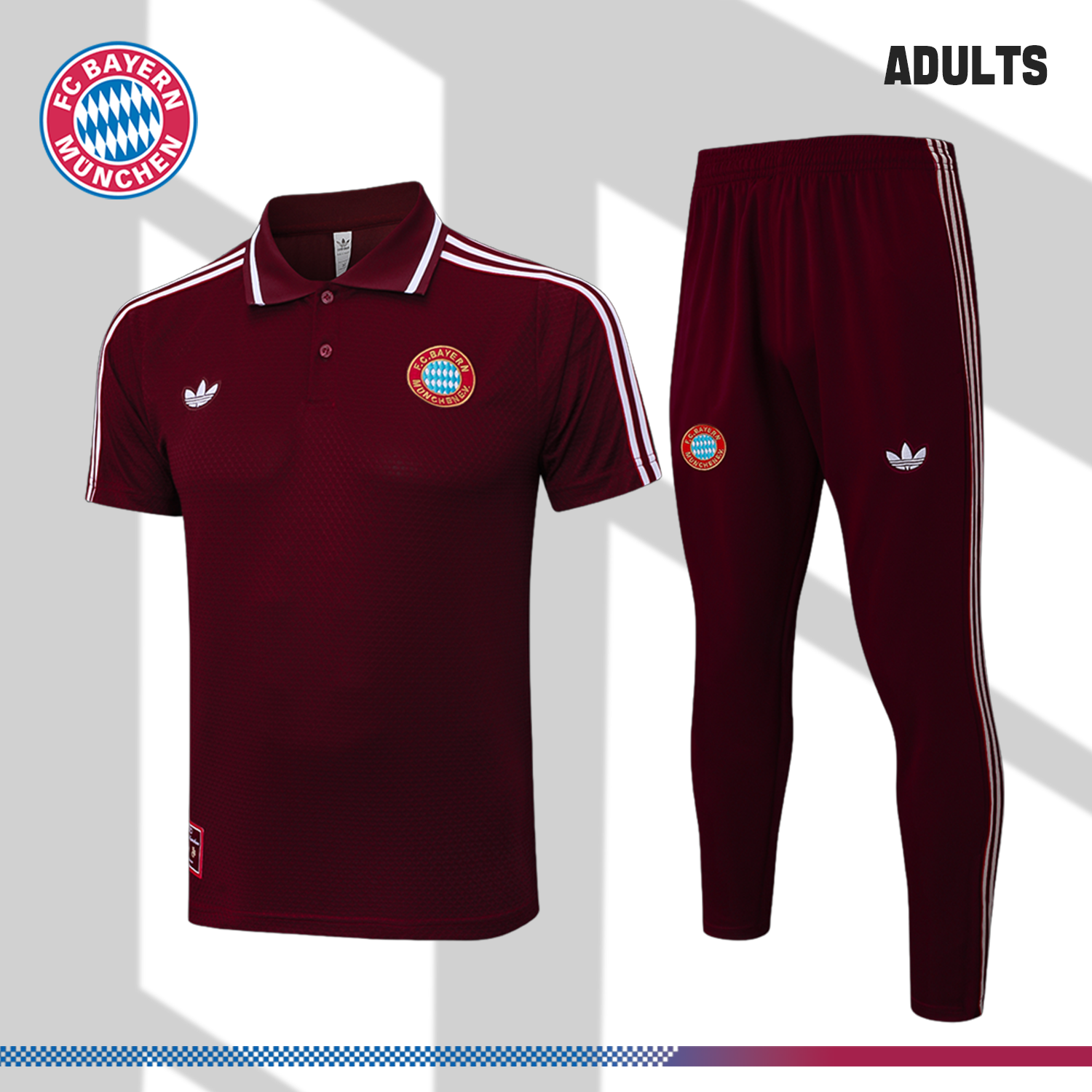 2025/2026 Bayern Munich Polo Dark Red Retro Edition (Adult Kit)