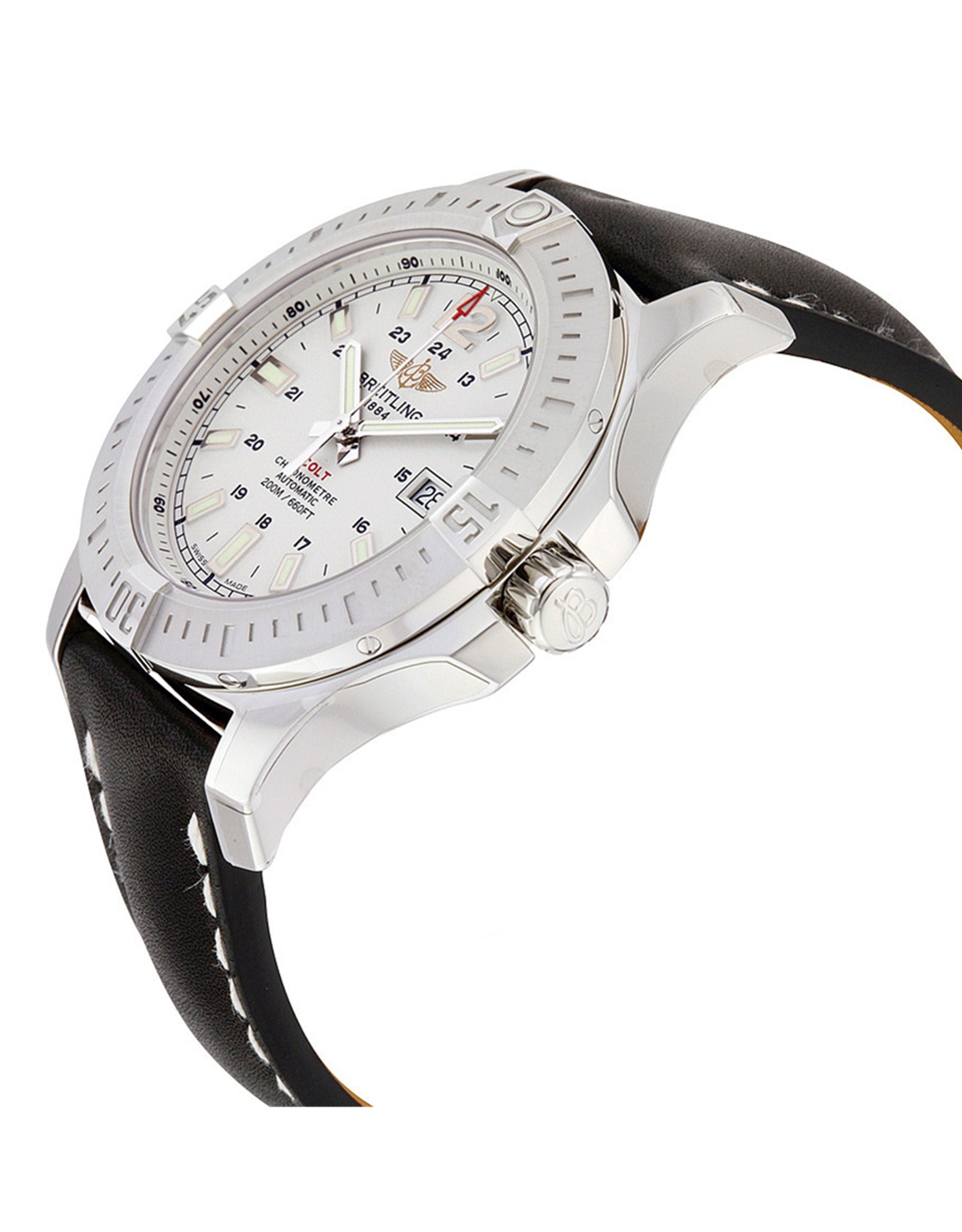 Replica Breitling Colt Silver Dial Leather Strap A1738811 G791BKLT