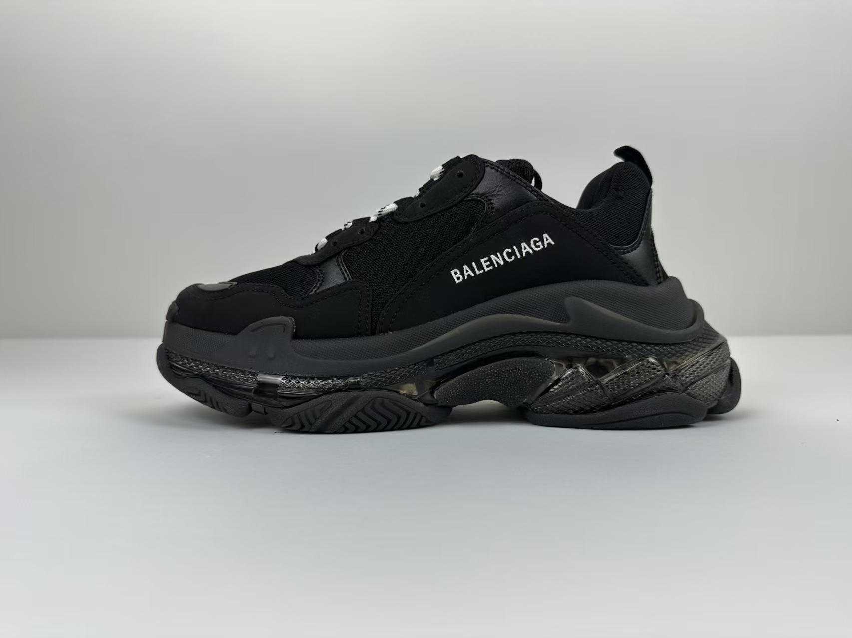 Balenciaga Triple S Clear Sole Sneakers Black Mirror Version 10A