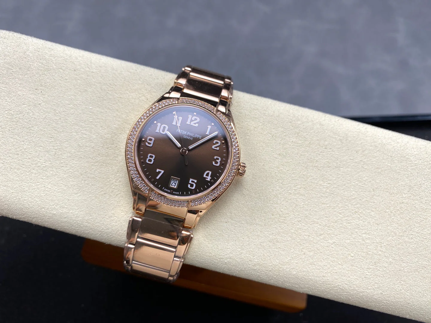PATEK Twenty-Four 36mm Diamond Pink Gold Chocolate Dial