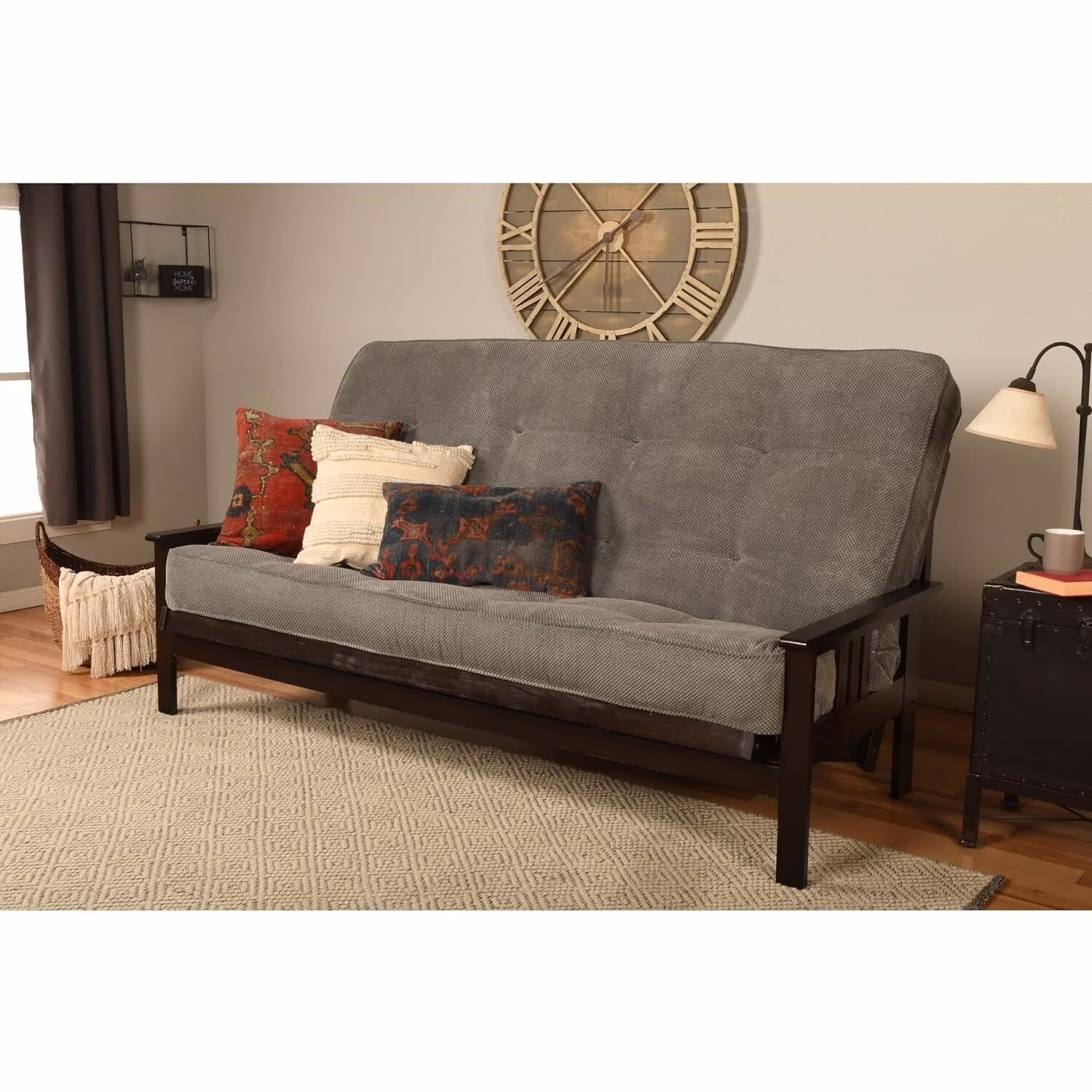 Kodiak Furniture Monterey Queen-size Espresso Wood Futon-Thunder Gray Mattress