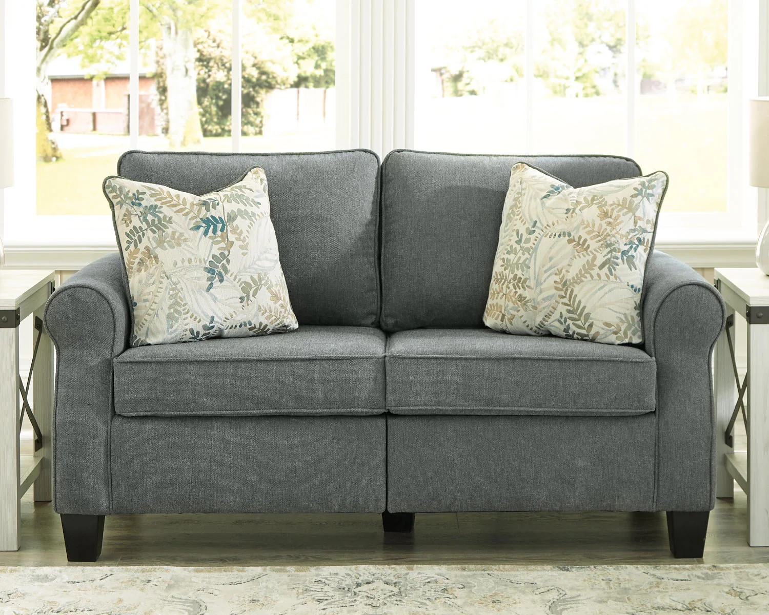 Signature Design by Ashley Contemporary Alessio Loveseat Chenille Charcoal