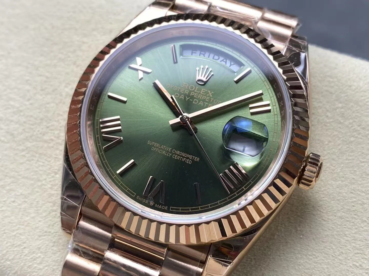 Rolex Watch Day-Date 40 Olive Green Dial 鈥?18K Everose Gold