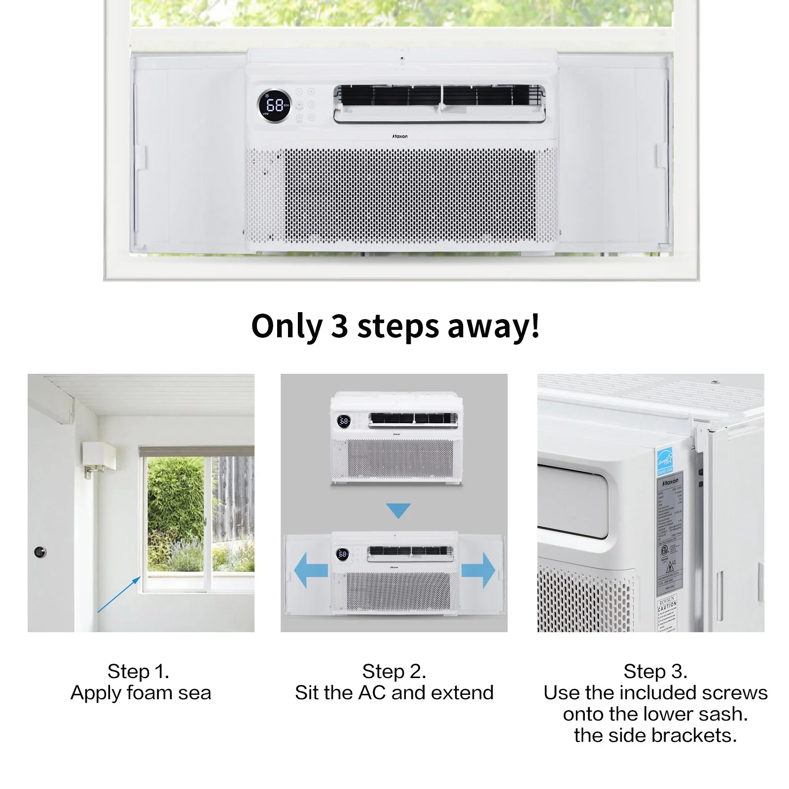 Ktaxon Energy Star 12000 BTU Inverter Window Air Conditioner, Energy-Saving Window AC Unit with APP & Voice Control, Ultra Quiet & Easy Installtion Design, Work with Alexa/Google Assistant