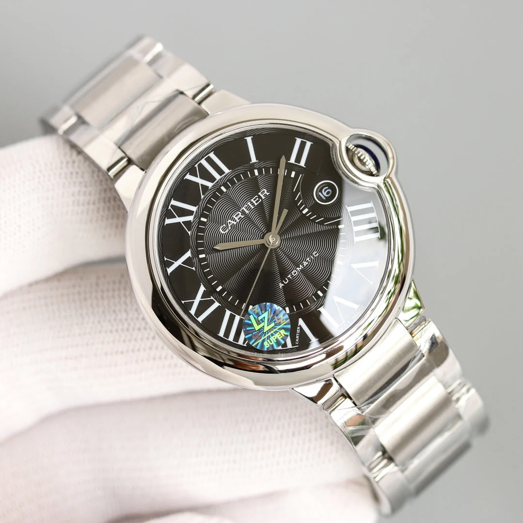 Cartier Watch BALLON BLEU 42MM STEEL CASE BLACK DIAL